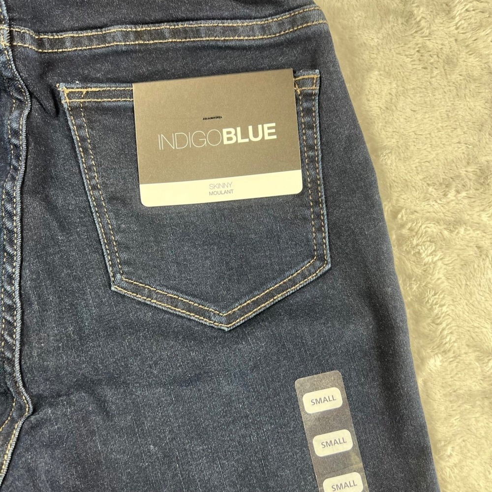 Indigo Blue Womens Maternity Skinny Jeans Dark Wash Full Belly Panel Size Small - Picture 7 of 12